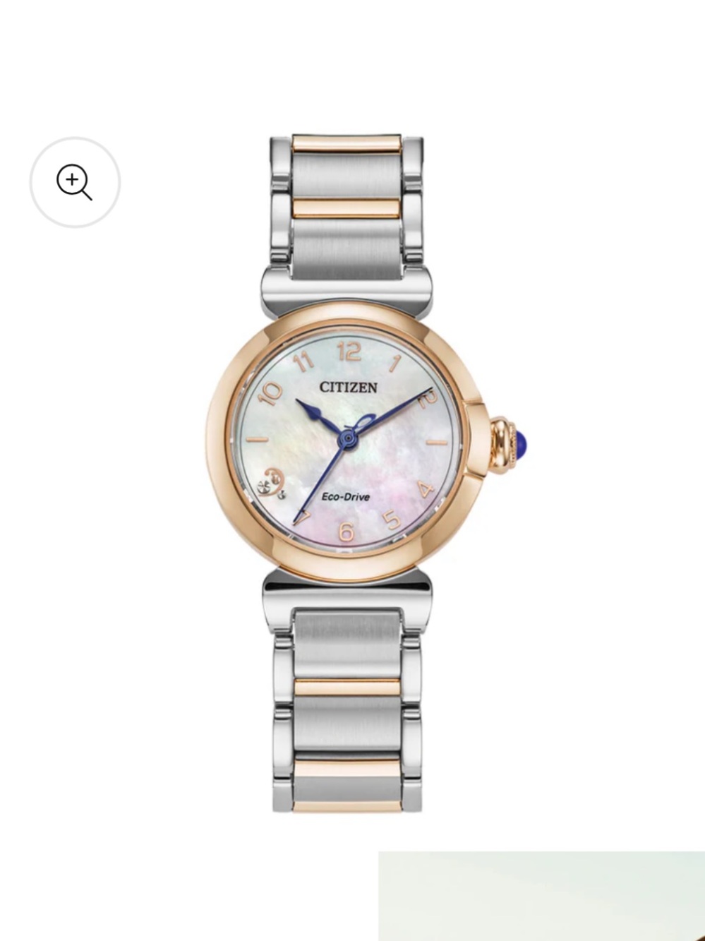 Citizen Two-Tone Watch with White Mother-of-Pearl Dial and Rose Gold Accents